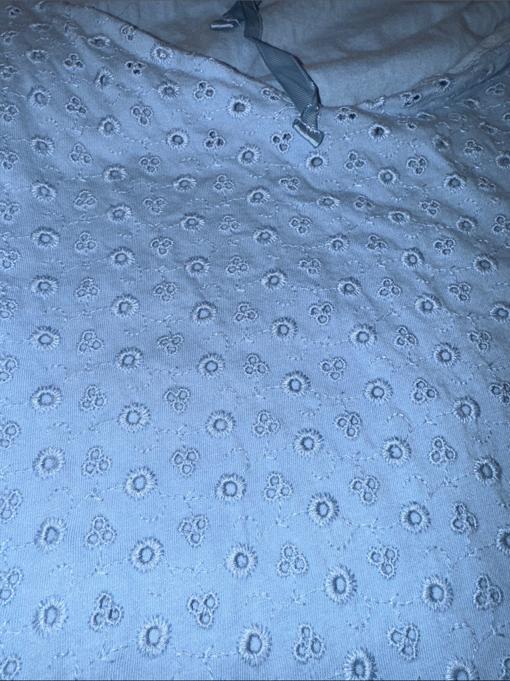 Free People Light Blue Eyelet Mini Dress with Puff Sleeves Size Small - Picture 10 of 13